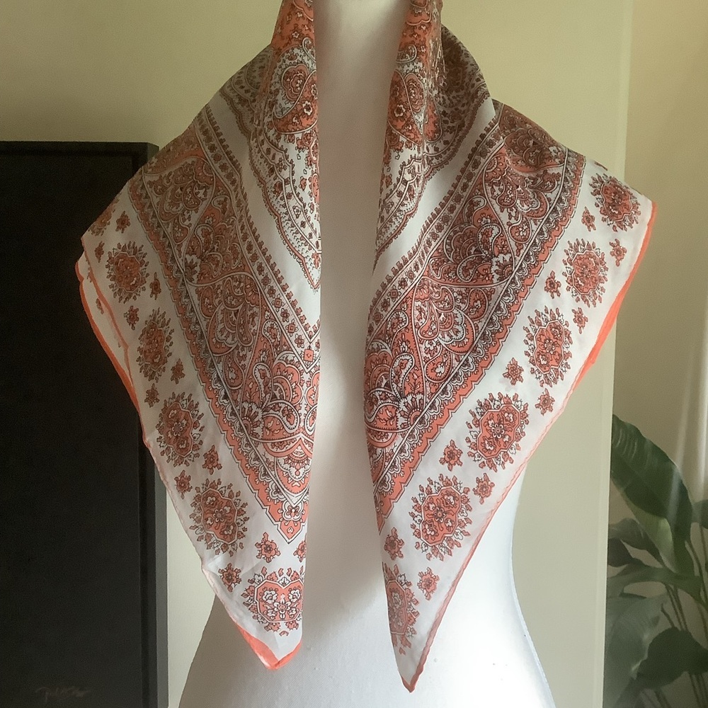 Vintage Paisley Print Rayon Scarf Made in Japan